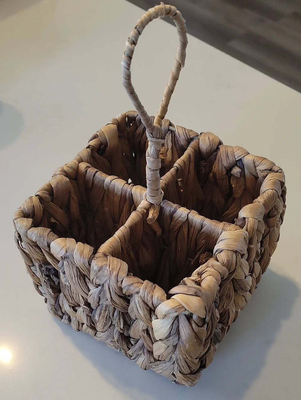 Pier 1 Natural Brown Woven Utensil Caddy with Handle